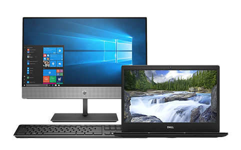 HP desktop computer and Dell Laptop